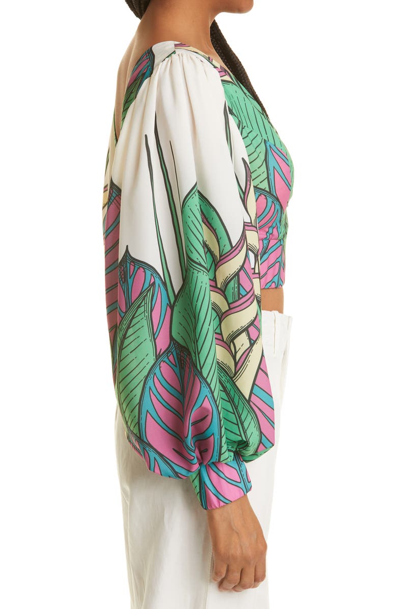 Kimberly Goldson Liyah Tropical Print Crop Blouse, Alternate, color, 