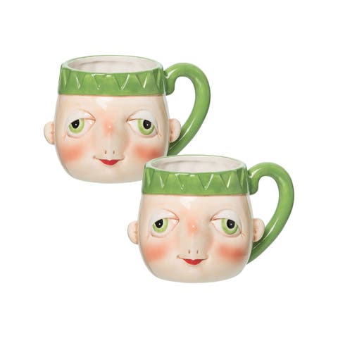 Bartholomew Elf Mug Set of 2 Gathered Traditions Joe Spencer Figure 30 oz