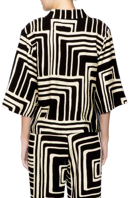 Melloday Print Three-quarter Sleeve Woven Top In Multi