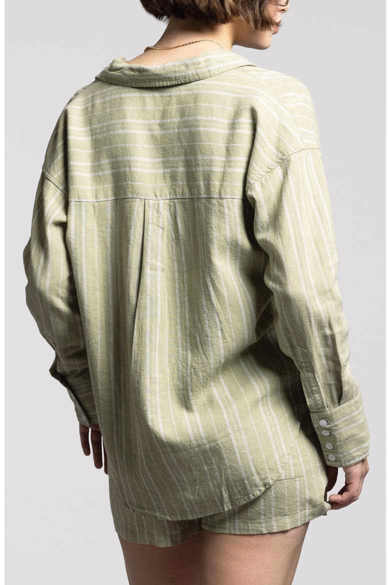 Maxime Linen Blend Button-Up Shirt, Alternate, color, TEA