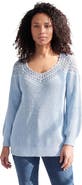 Roaman's Plus Size Crochet Pullover Sweater With Sweetheart Neckline