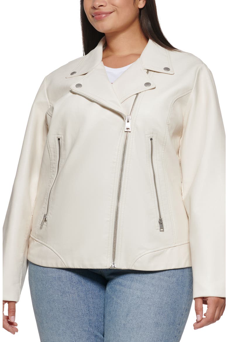 Faux Leather Moto Jacket, Main, color, OYSTER