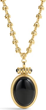 Luv AJ The Midnight Mesa Black Agate Pendant Necklace