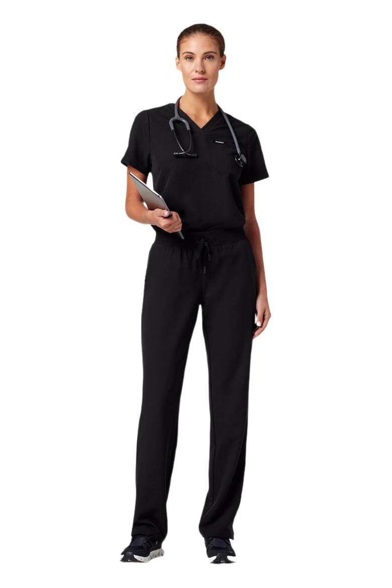 Rhena Women's 1-Pocket Classic V-Neck Scrub Top, Main, color, Black