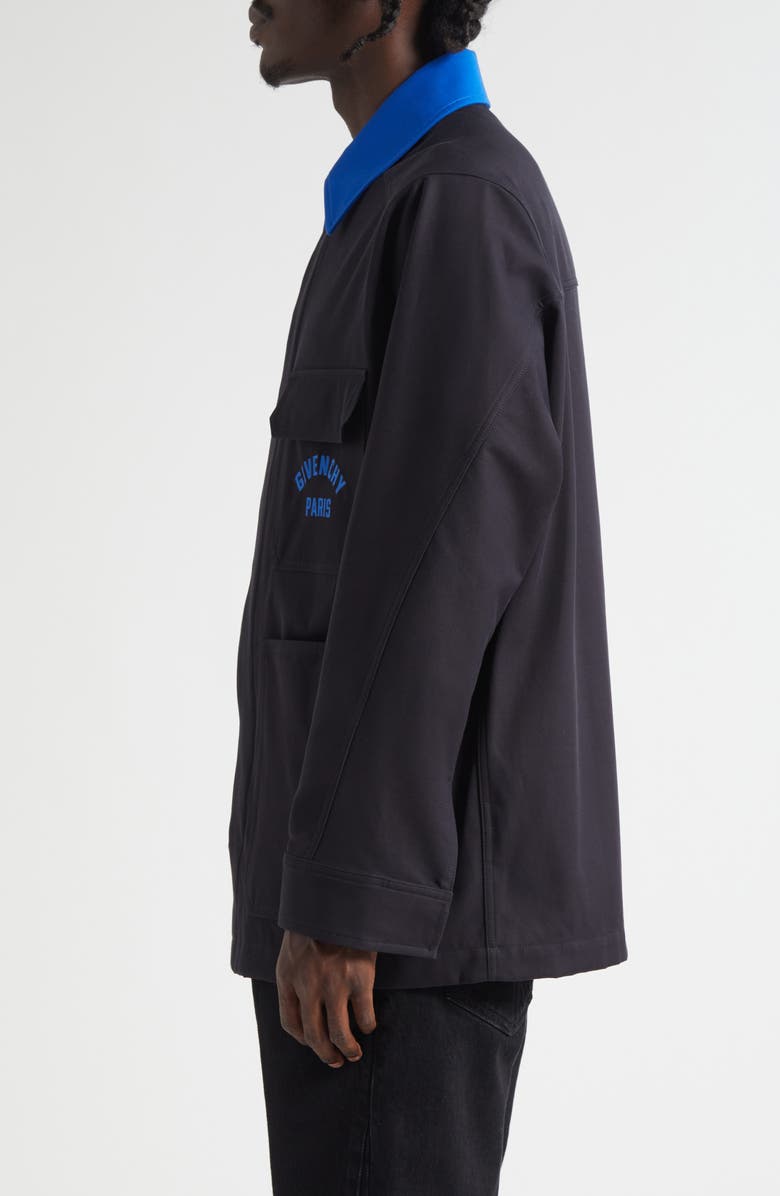 Givenchy Paris Embroidered Cotton Button-Up Overshirt, Alternate, color, Dark Blue