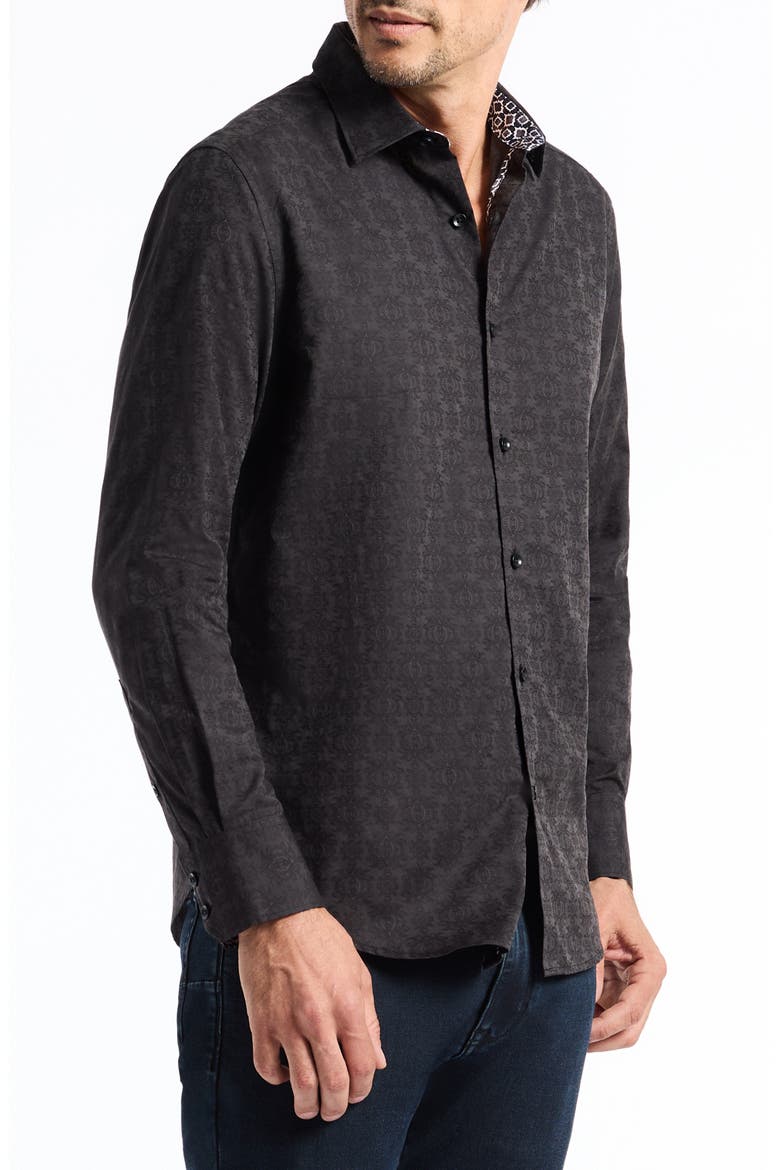 Stellman Cotton Dress Shirt, Alternate, color, BLACK