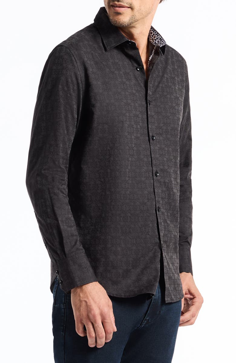 Robert Graham Stellman Cotton Dress Shirt, Alternate, color, Black