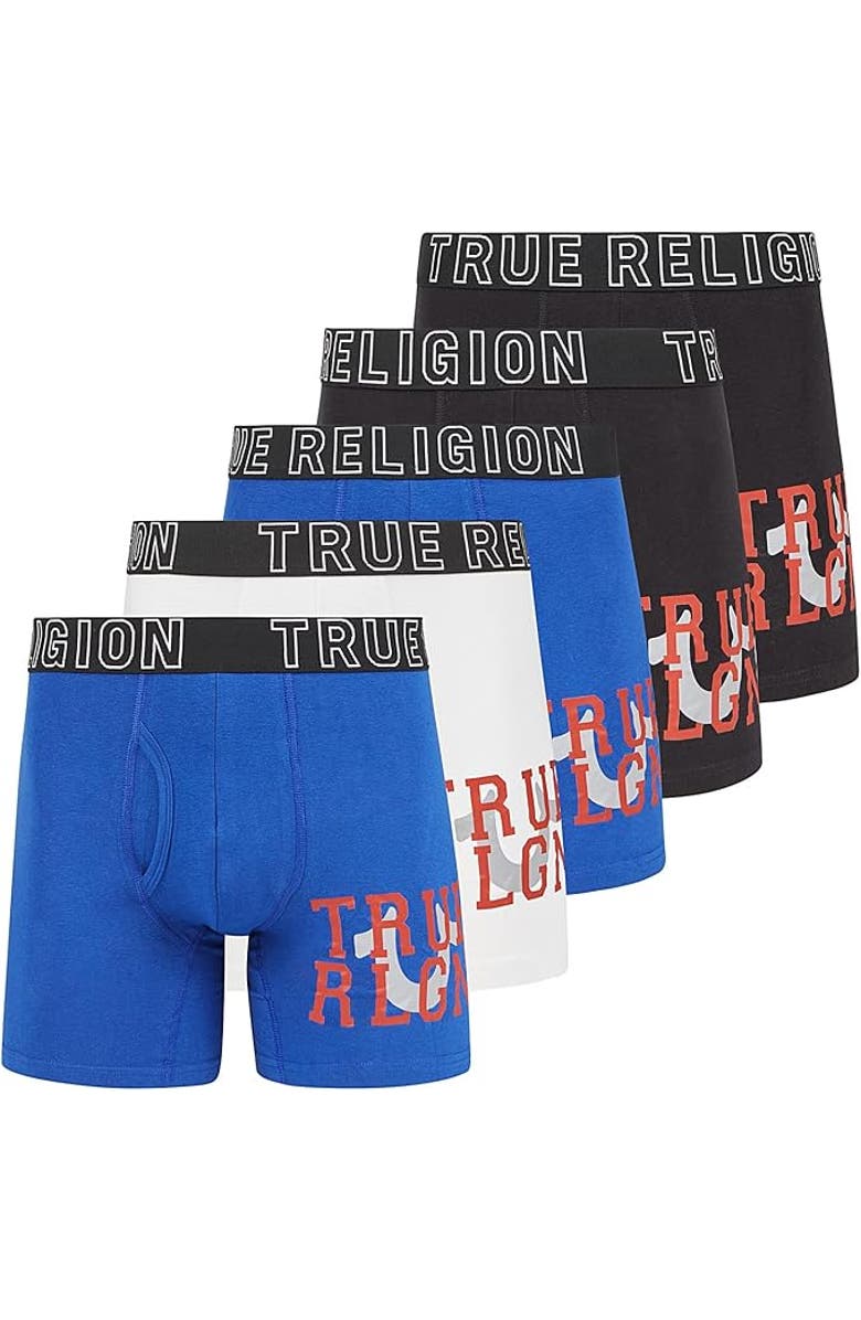 True Religion Boxer Briefs Stretch Underwear Pack of 5, Main, color, Black/Blue/White
