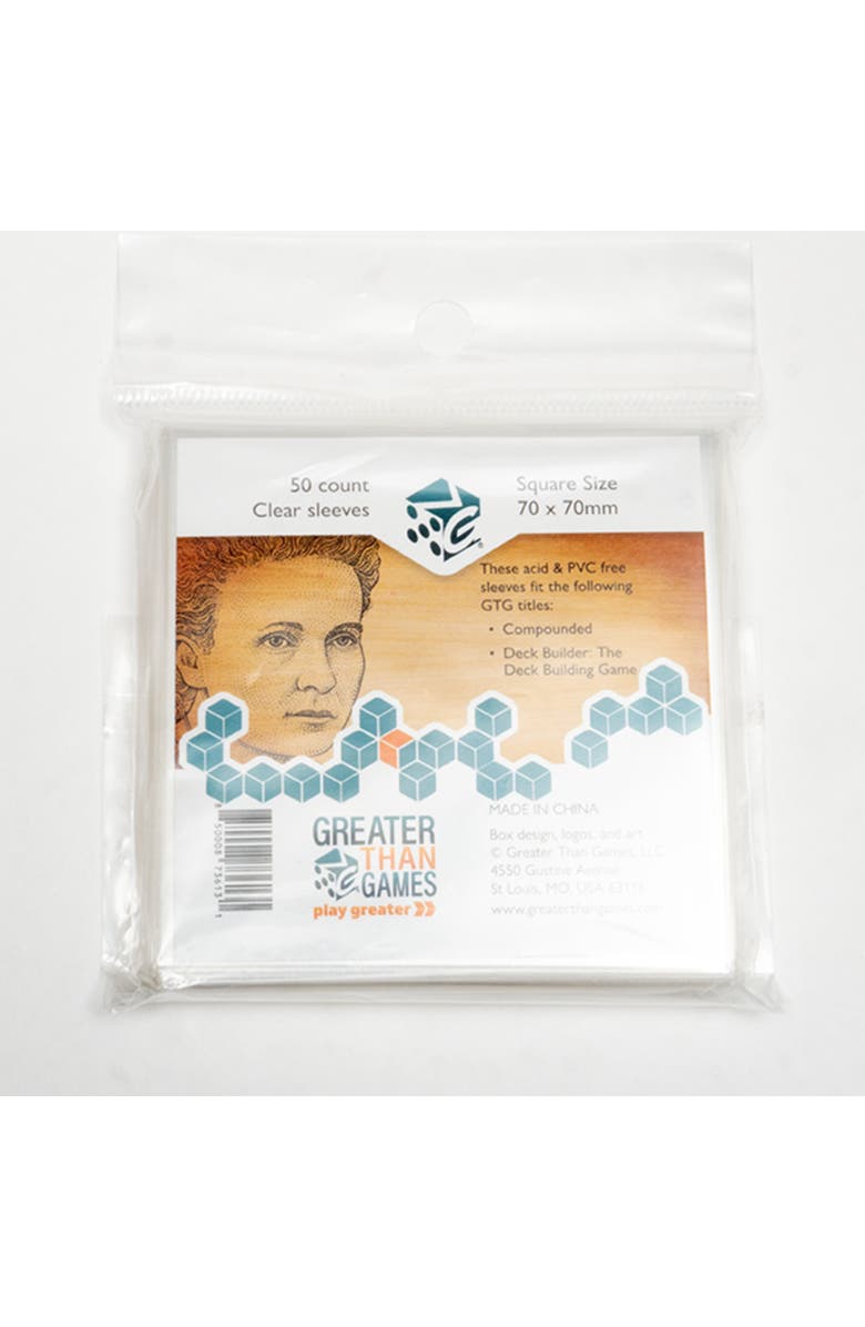 Greater Than Games Square Size Clear Card Sleeves 50pcs, Alternate, color, Multicolored