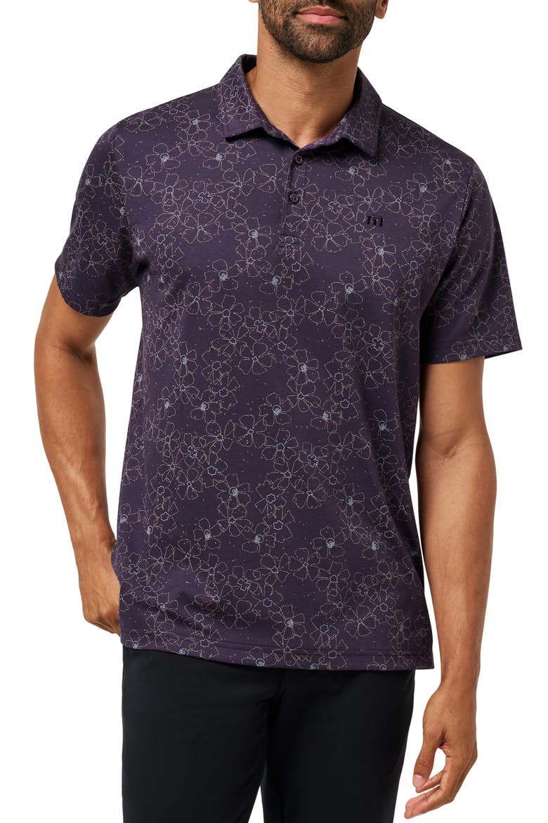Just my Type Floral Cotton Blend Piqué Polo, Main, color, PURPLE VELVET