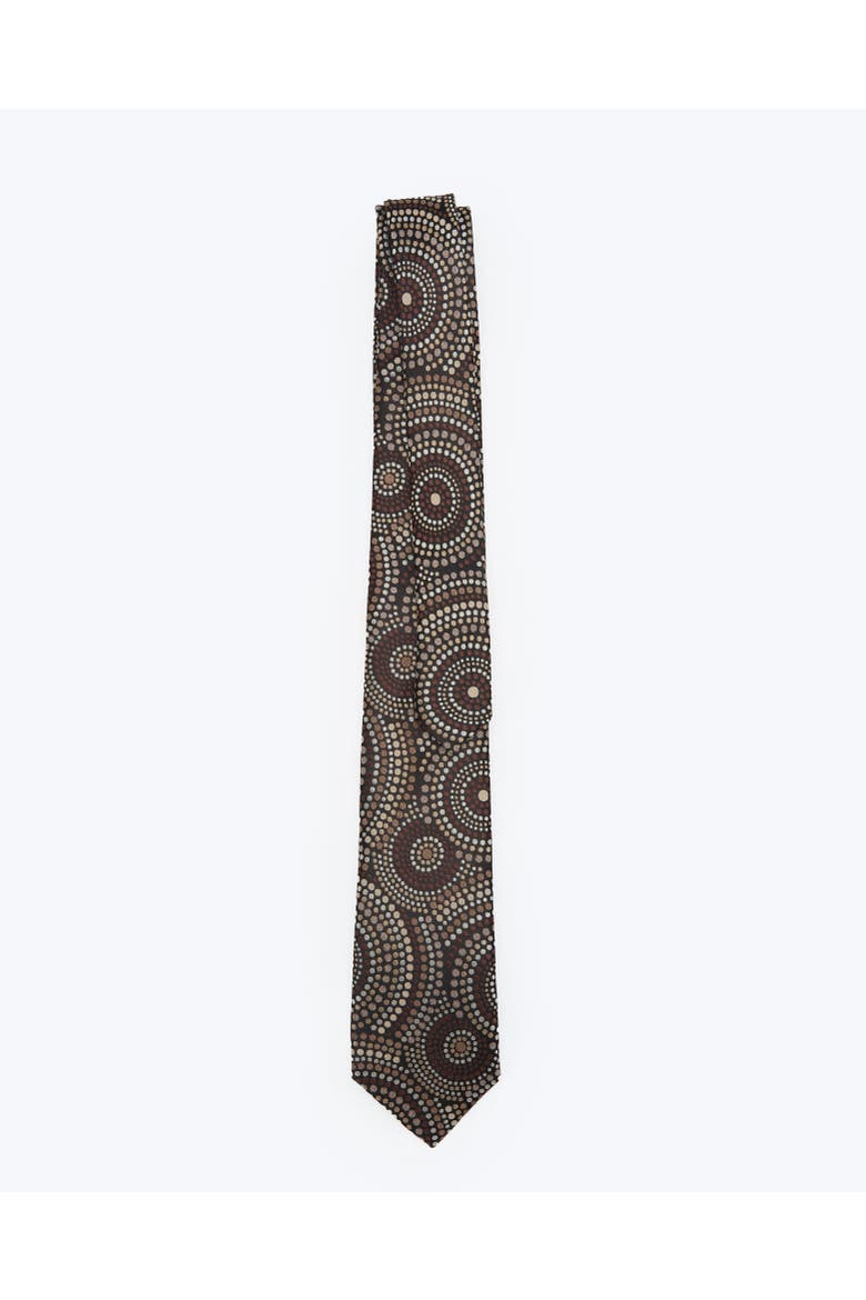 Halo Dots Silk Jacquard Tie, Alternate, color, Brown