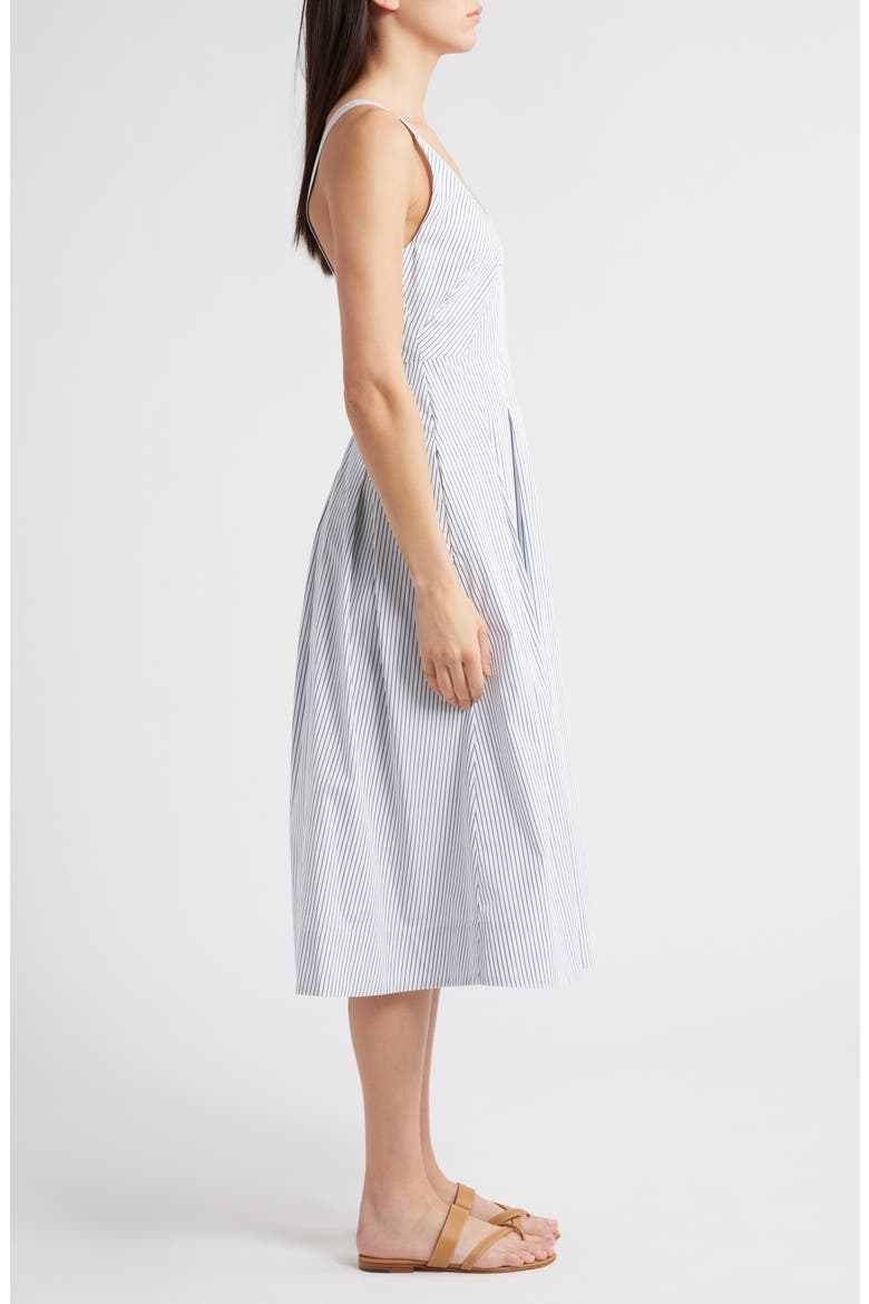 Abby Stripe Cotton Poplin Fit & Flare Dress, Alternate, color, WHITE/BLUE STRIPE