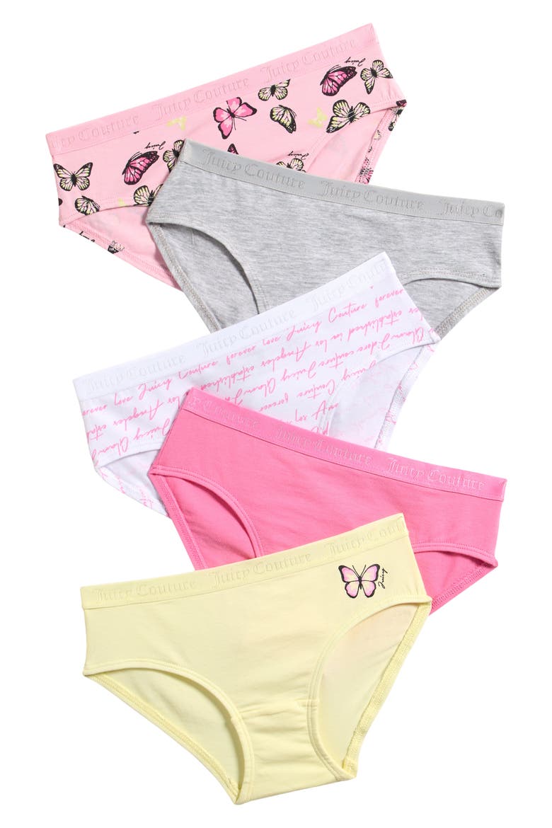 Kids' Assorted 5-Pack Stretch Bikini Briefs, Main, color, PINEAPPLE ICE/ SCRIPT STRIPE