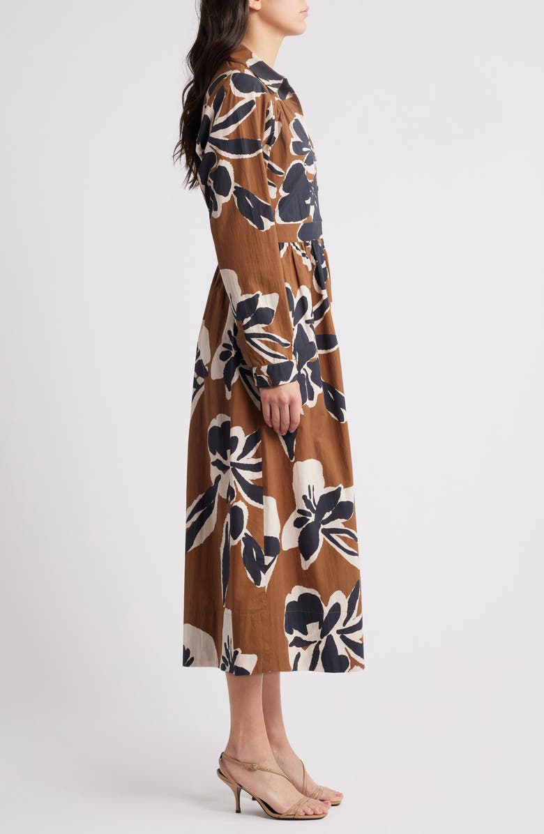Cleobella Arabella Print Long Sleeve Cotton Poplin Midi Shirtdress, Alternate, color, Smoked Clover