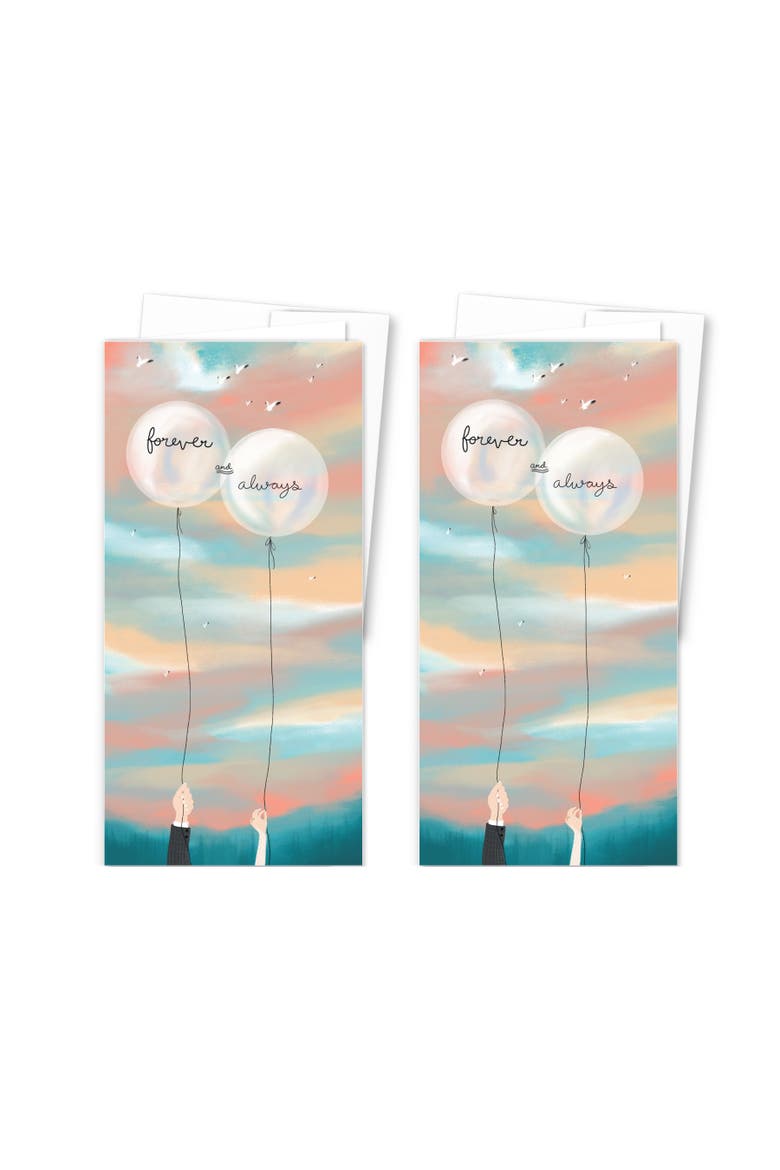 2ct Forever and Always Balloons Long Greeting Card Pack, Main, color, Multi-Pack