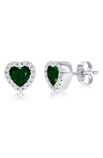 Simona Cubic Zirconia Heart Stud Earrings