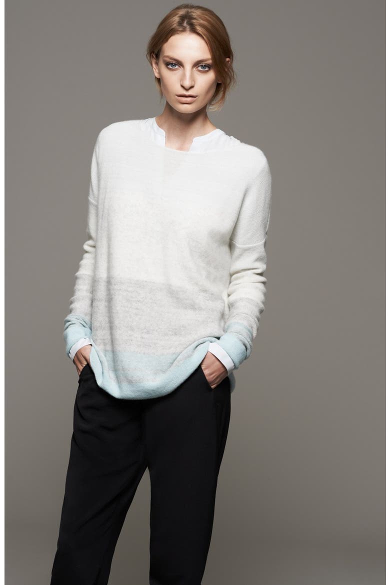 Welt Pocket Silk Blouse, Alternate, color, GLACIER