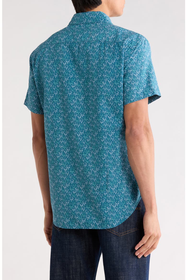 Riviera Short Sleeve Shirt, Alternate, color, NAVY LEON PALMS