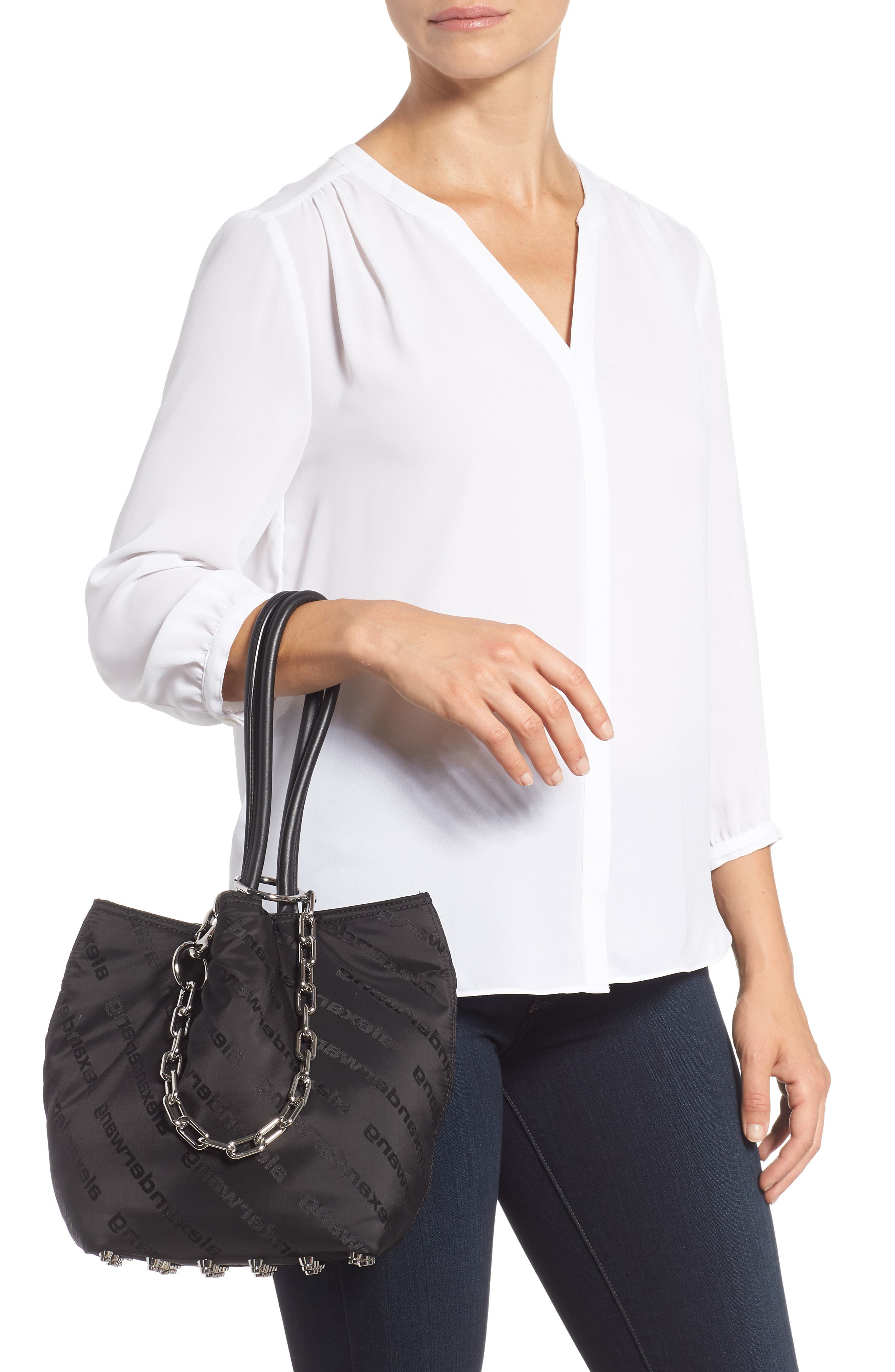 Alexander Wang Small Roxy Logo Nylon Tote, Alternate, color, 