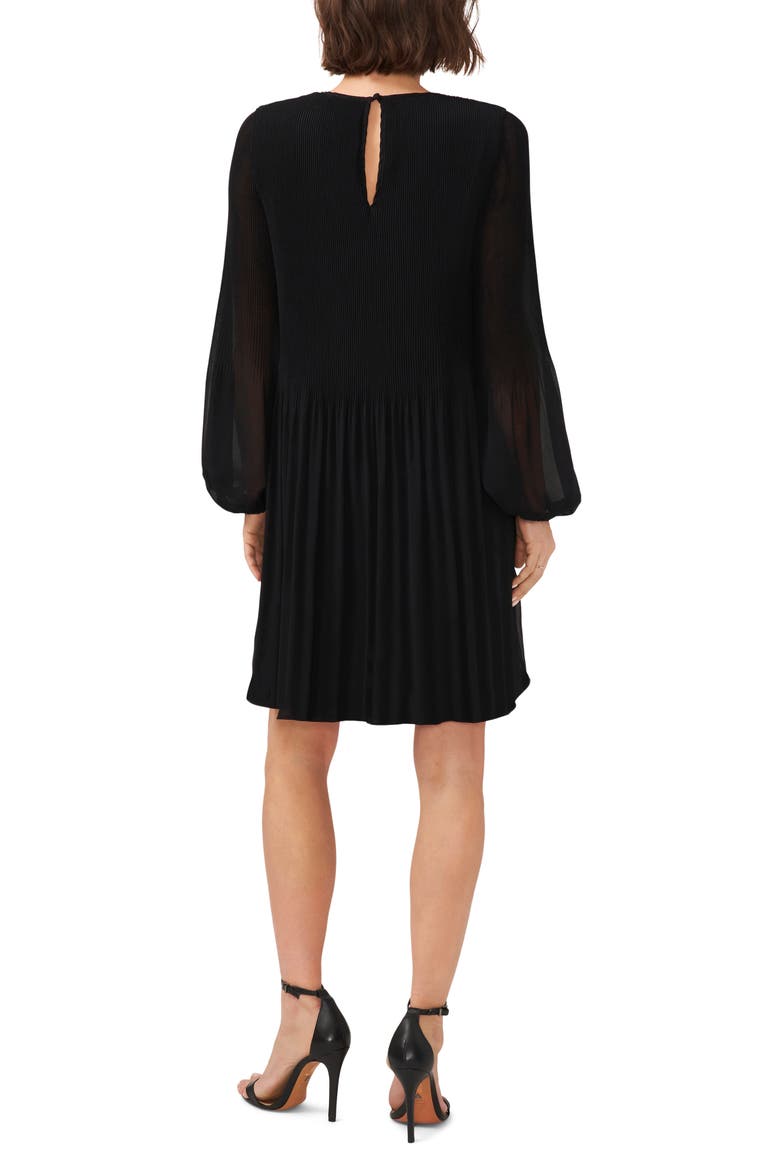 Plissé Long Sleeve Dress, Alternate, color, RICH BLACK 060