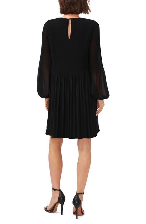 Halogen ® Plissé Long Sleeve Dress In Black
