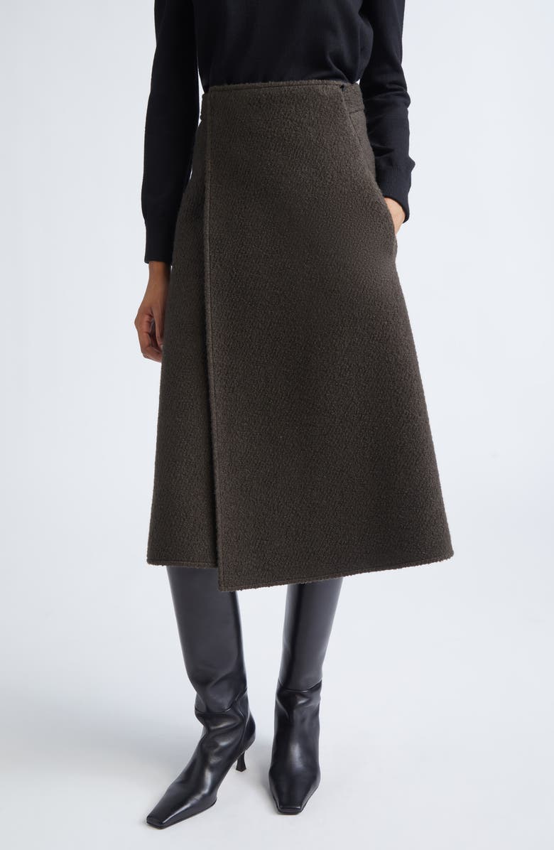Proenza Schouler Bodhi Bouclé Twill Wrap Skirt, Main, color, Wood