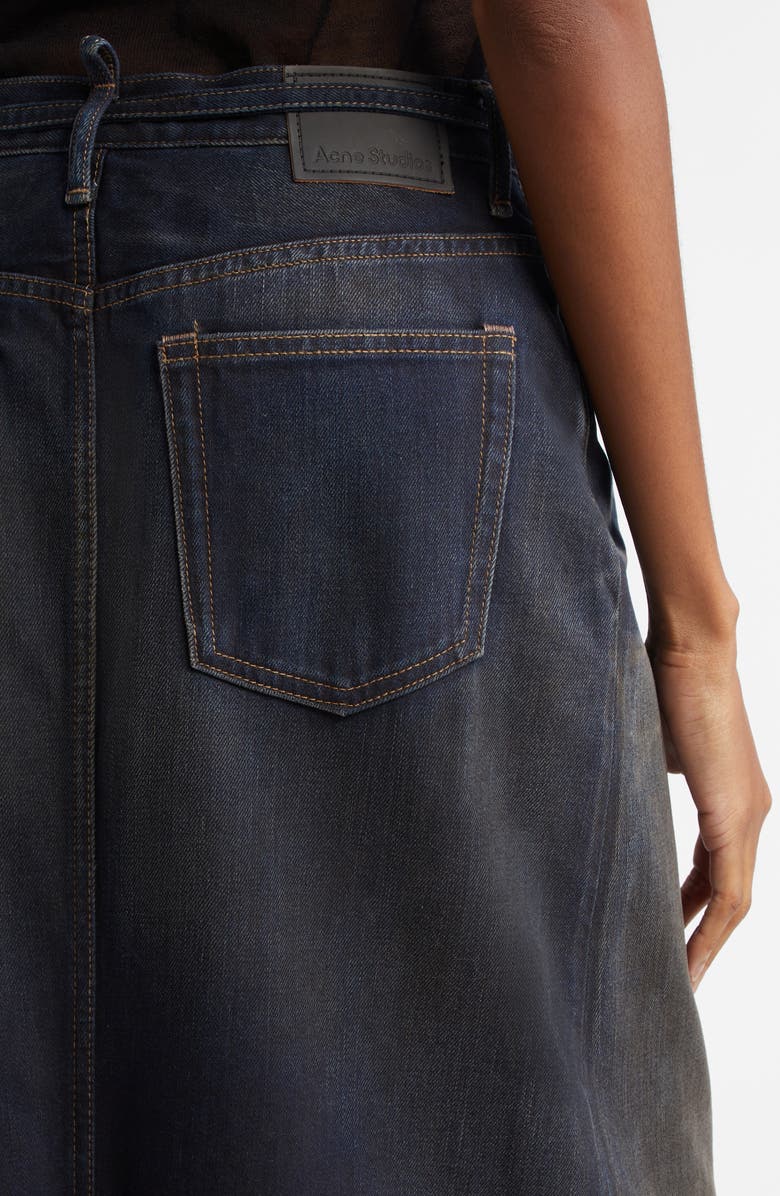 Acne Studios Talia Darkside Belted Denim Maxi Skirt, Alternate, color, Dark Blue