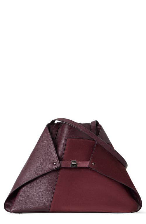 Akris Ai Medium Patchwork Leather Tote Bag In Burgundy