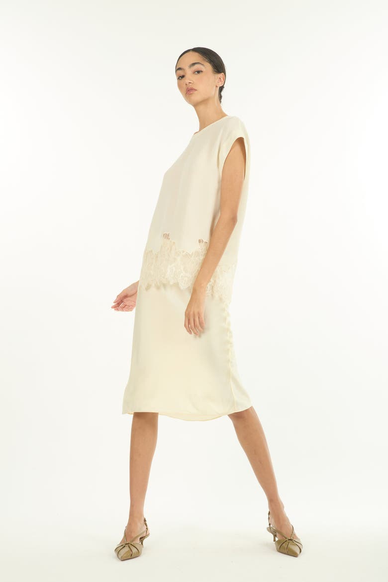 Lainey Midi Skirt, Alternate, color, Vintage Crème