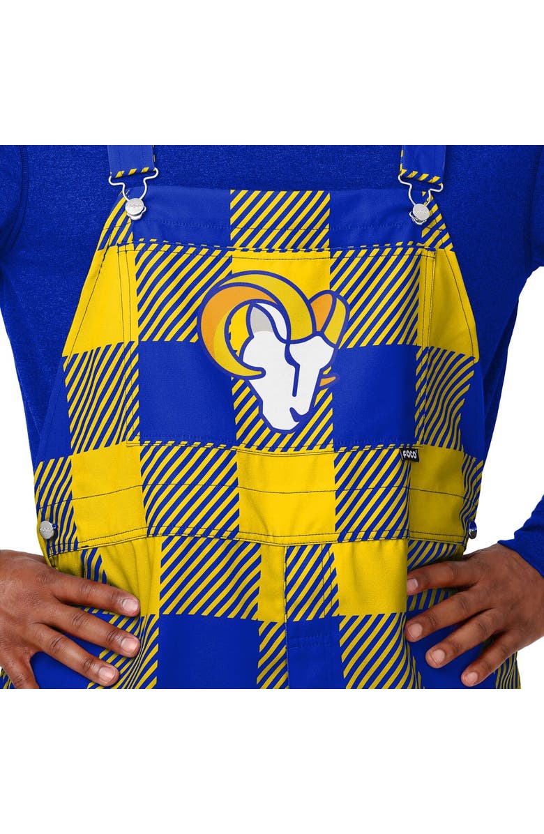 FOCO Men's FOCO  Royal Los Angeles Rams Big Logo Plaid Overalls, Alternate, color, 