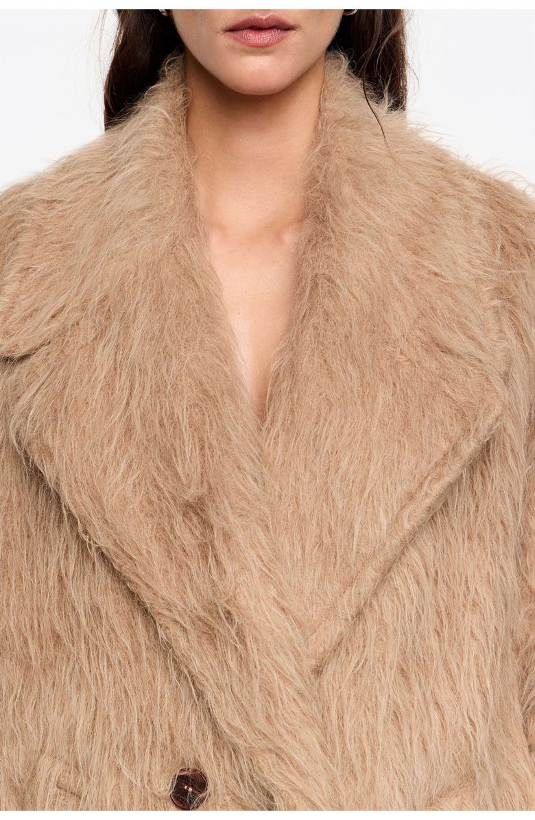 Bimba y Lola Fur Tailored Coat, Alternate, color, Nude