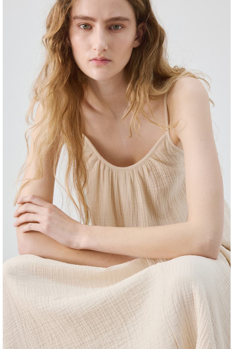 Sleeveless Cotton Nightgown, Alternate, color, ECRU