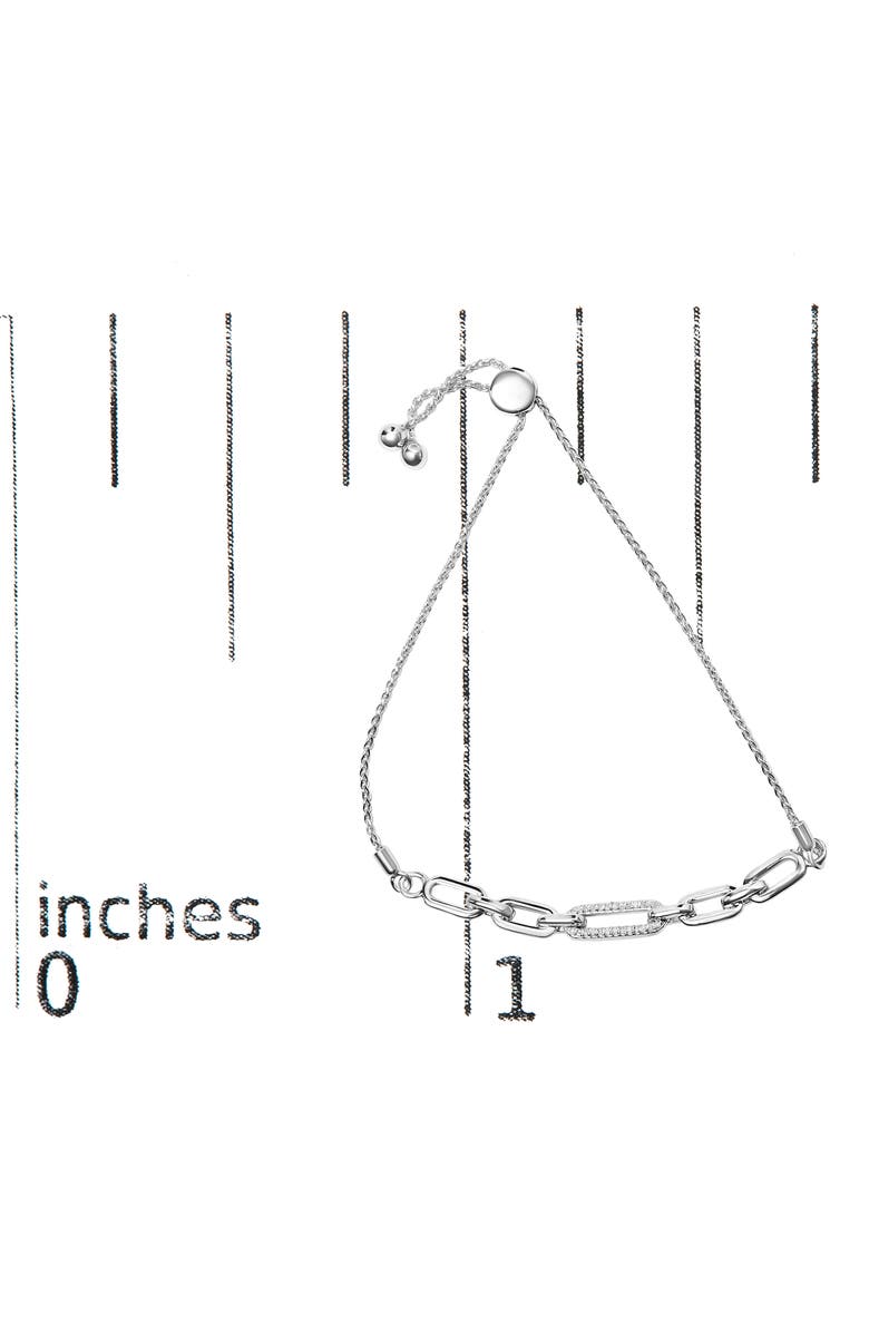 Haus of Brilliance .925 Sterling Silver 1/10 Cttw Diamond Paperclip Link Adjustable Bolo Bracelet, Alternate, color, Silver