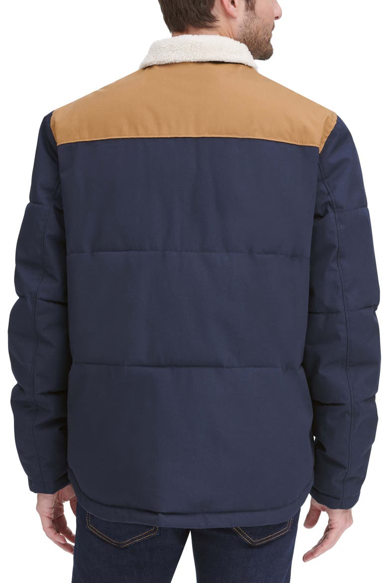 Woodsman High Pile Fleece Puffer Jacket, Alternate, color, NAVY WORKER BROWN YOKE