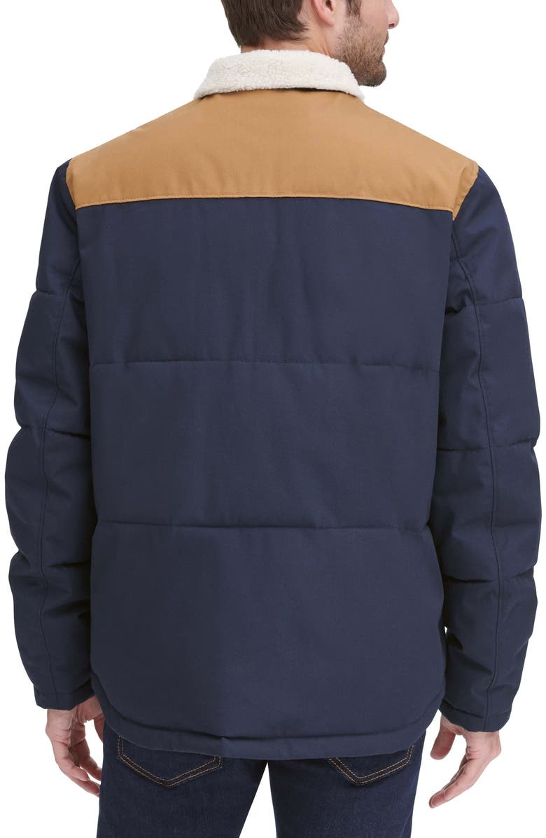 Levi's Woodsman High Pile Fleece Puffer Jacket, Alternate, color, Navy Worker Brown Yoke