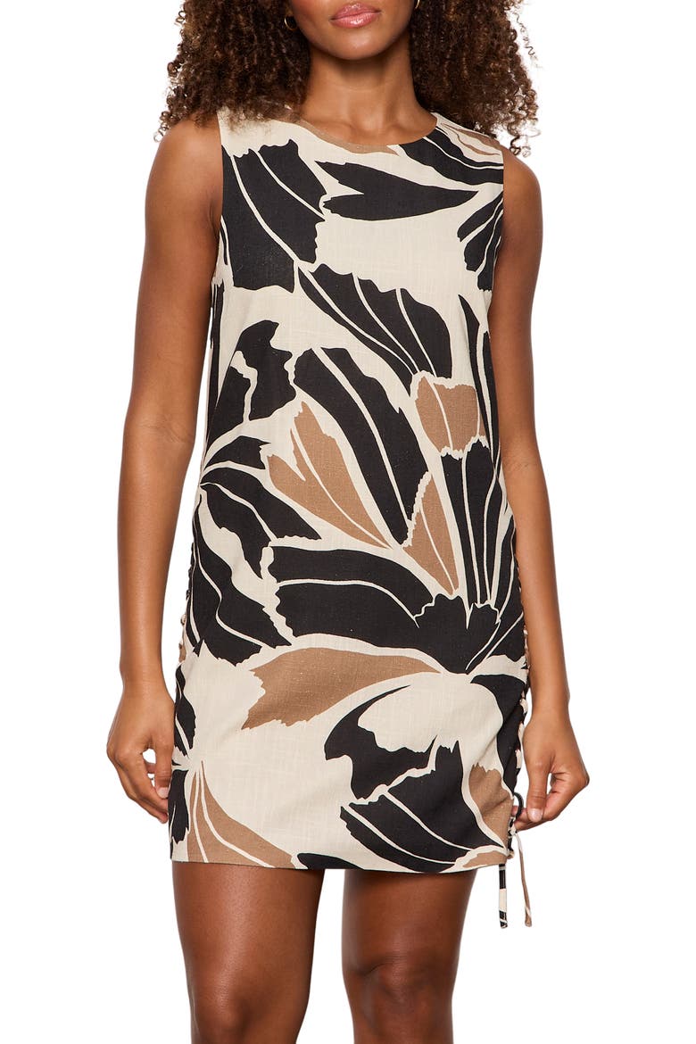 Wander Lace-Up Sleeveless Minidress, Alternate, color, LOTUS BLACK