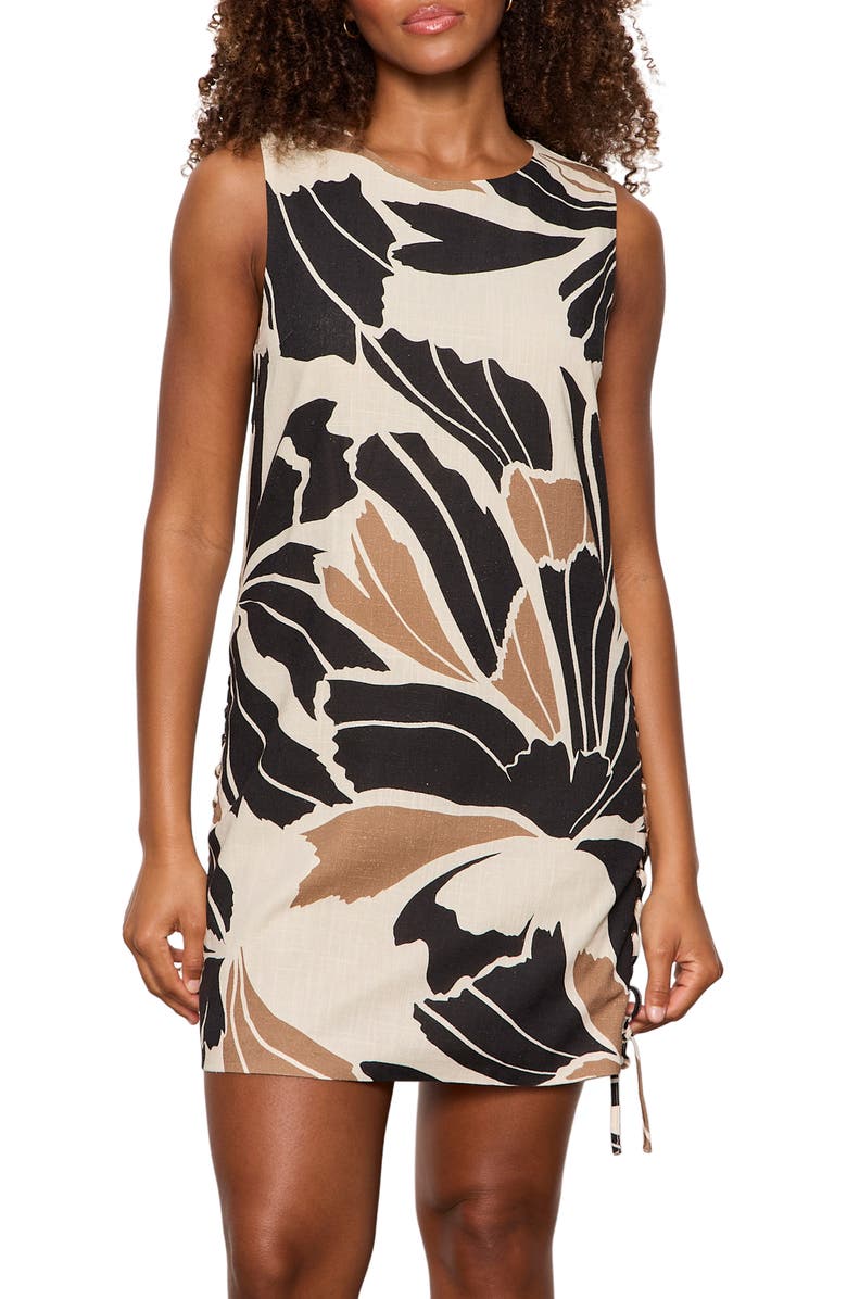 Sanctuary Wander Lace-Up Sleeveless Minidress, Alternate, color, Lotus Black