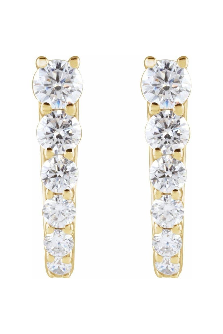 1/2 CT Natural Diamond 12.95 mm Hoop Earrings In 14K Gold, Alternate, color, Gold
