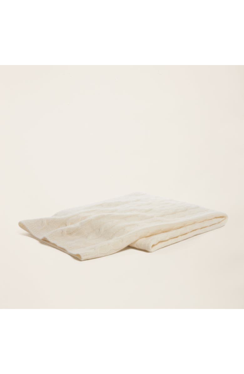 Italic Hallie Cashmere Cable Knit Baby Blanket, Main, color, Cream