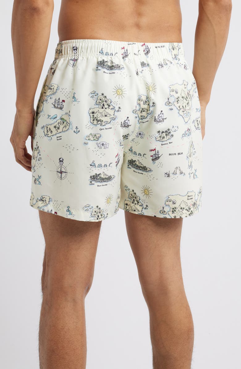 Boardies Treasure Map Mid Length Swim Trunks, Alternate, color, Cream