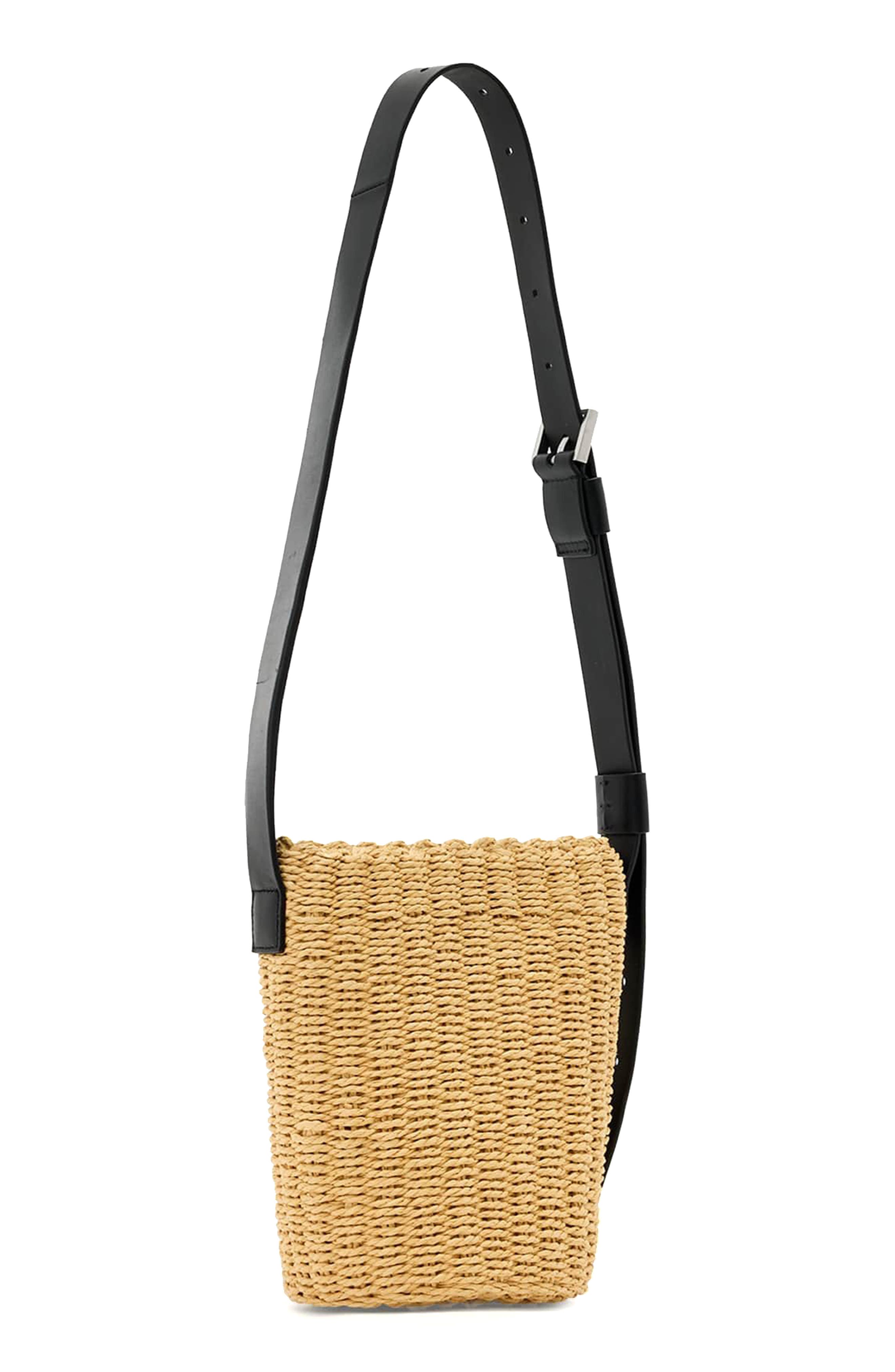 AllSaints Alba Straw Crossbody Bag, Alternate, color, Natural