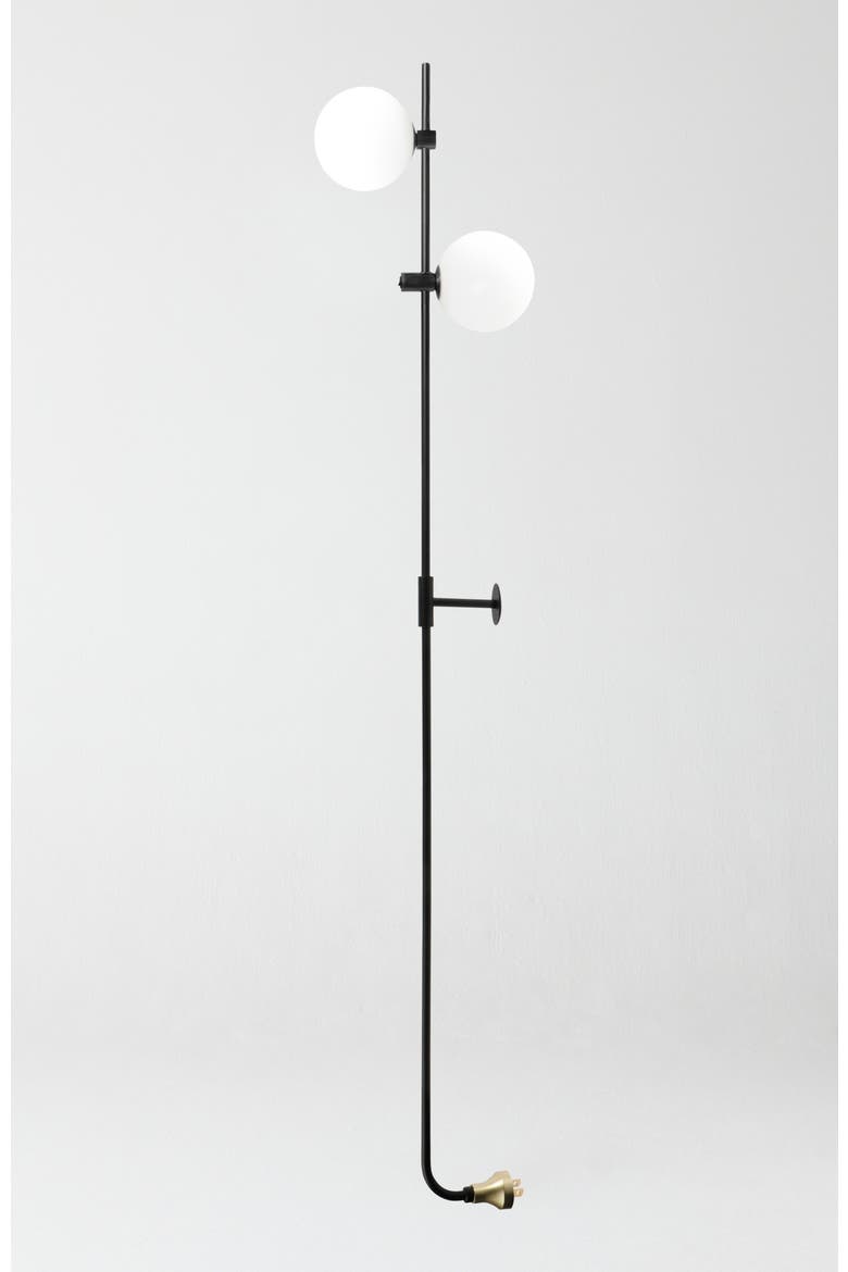 Equinox 62" LED Modern Sconce Wall Lamp with Glass Globe Shades, Main, color, Classic Black