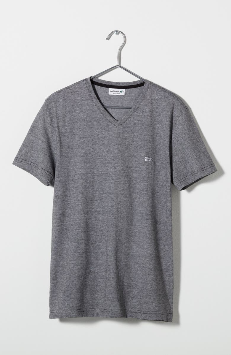 Lacoste Stripe V-Neck T-Shirt, Alternate, color, 