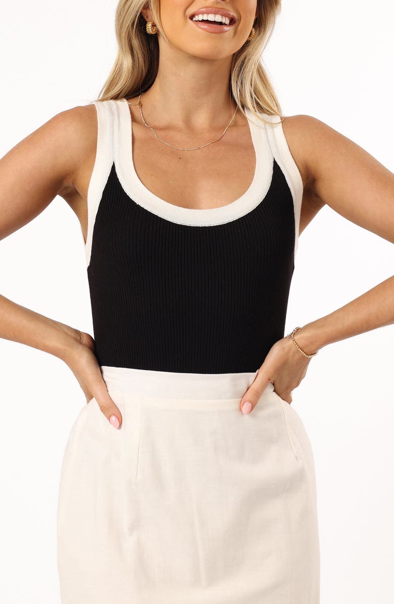 Petal & Pup Ellody Contrast Trim Rib Tank, Main, color, Black