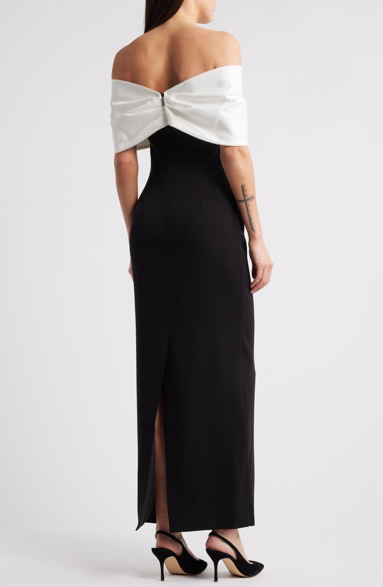 Sonya Moda Belluno Off the Shoulder Column Gown, Alternate, color, Black And White