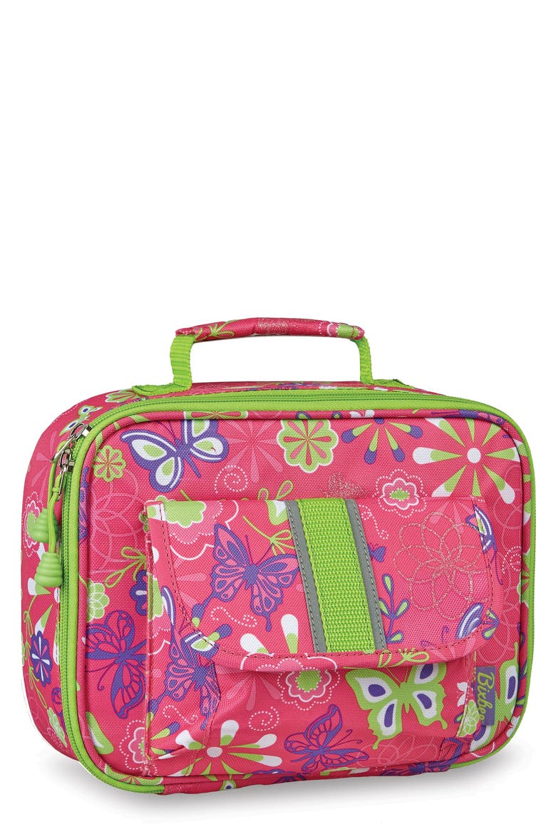 Butterfly Garden Water Resistant Lunchbox, Main, color, PINK