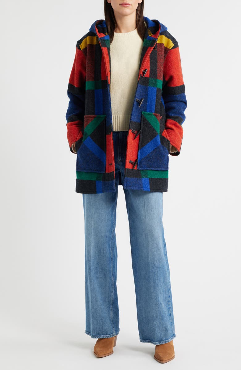 Pendleton Plaid Virgin Wool Duffle Coat, Alternate, color,