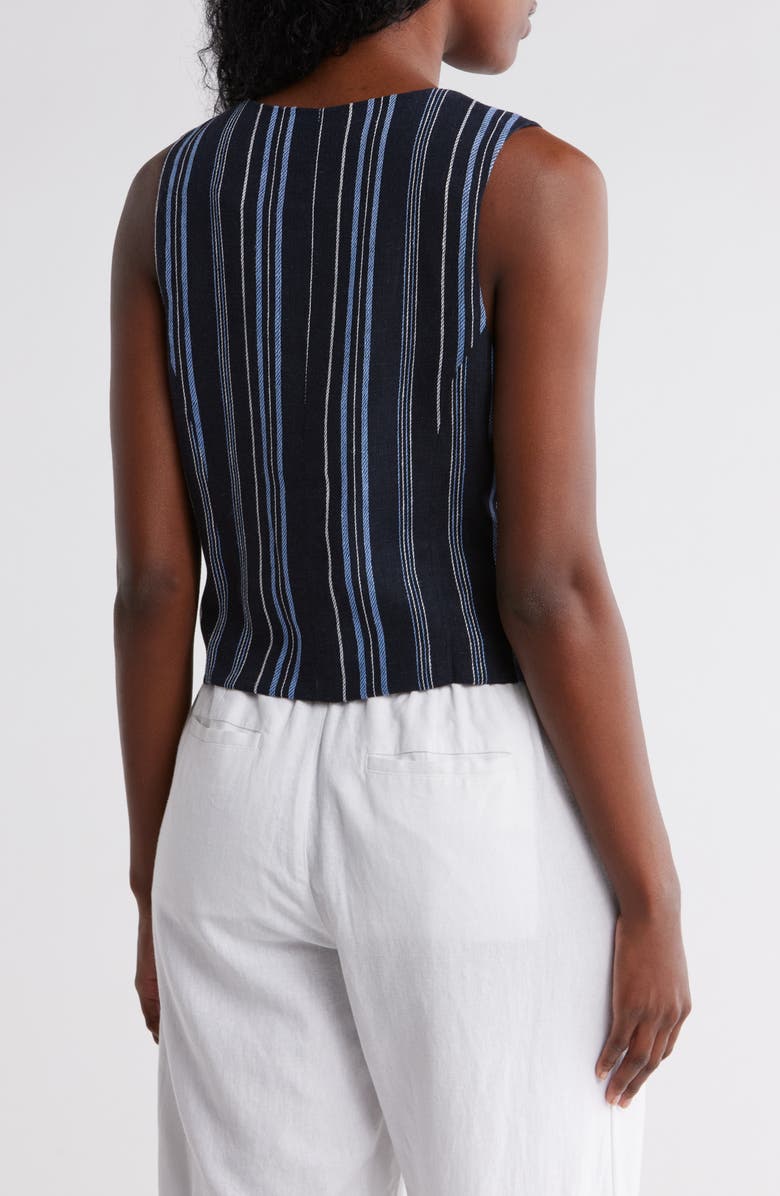 Ellen Tracy Taillored Stripe Button Front Vest, Alternate, color, Navy Stripe