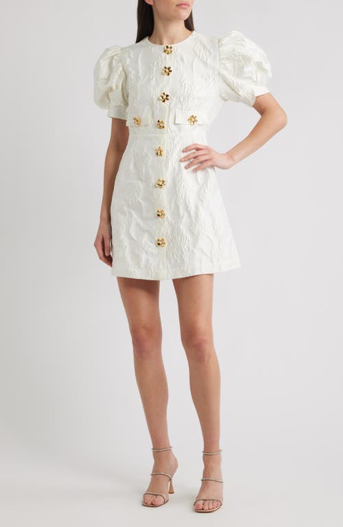 Sister Jane Anemone Puff Sleeve Jacquard Minidress in Ivory  product