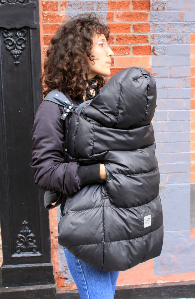 7 A.M. Enfant K-Poncho Heavyweight 3-in-1 Baby Carrier Cover, Alternate, color, Black Plush Heavyweight
